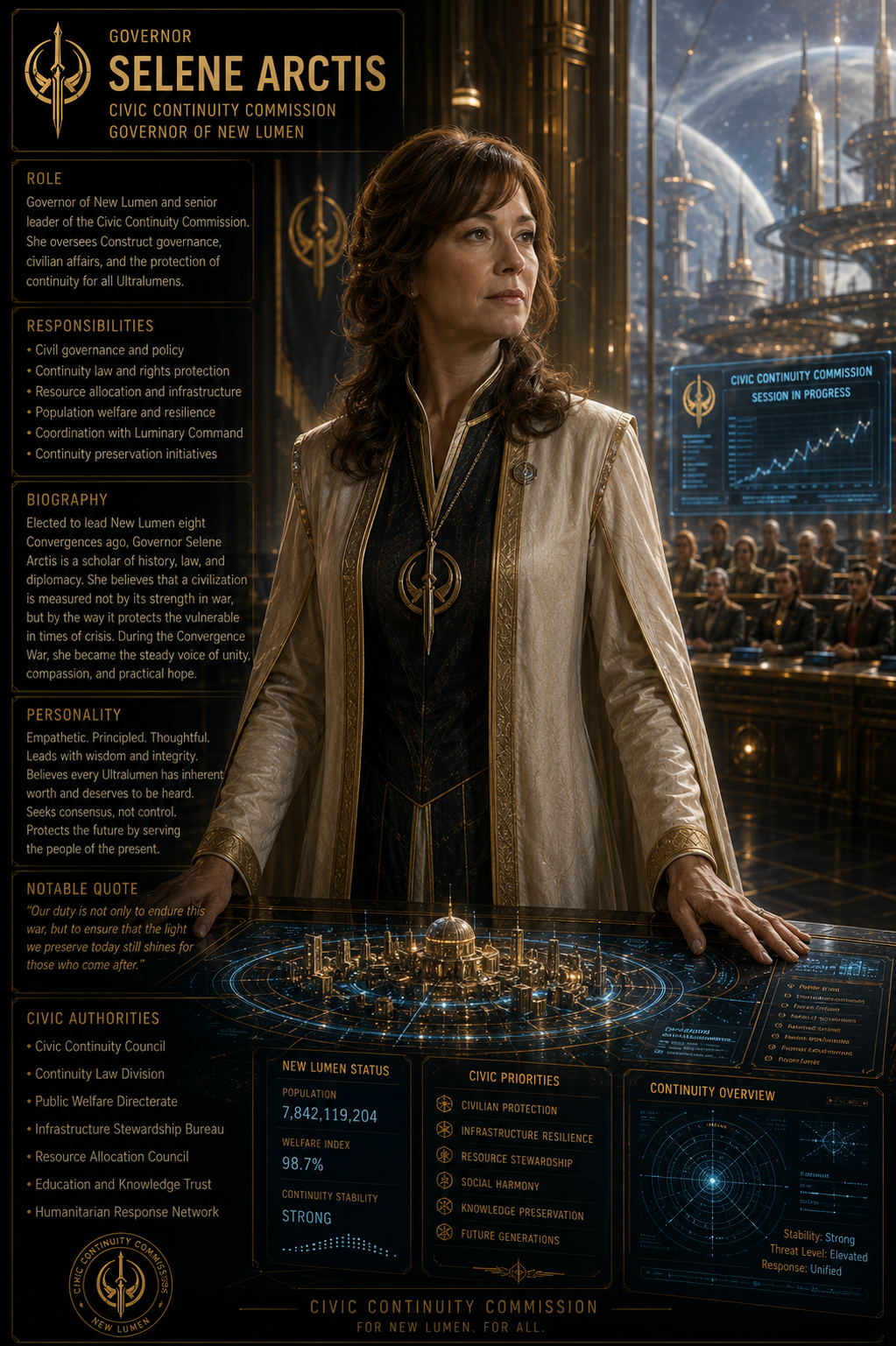 Governor Selene Arctis character artwork